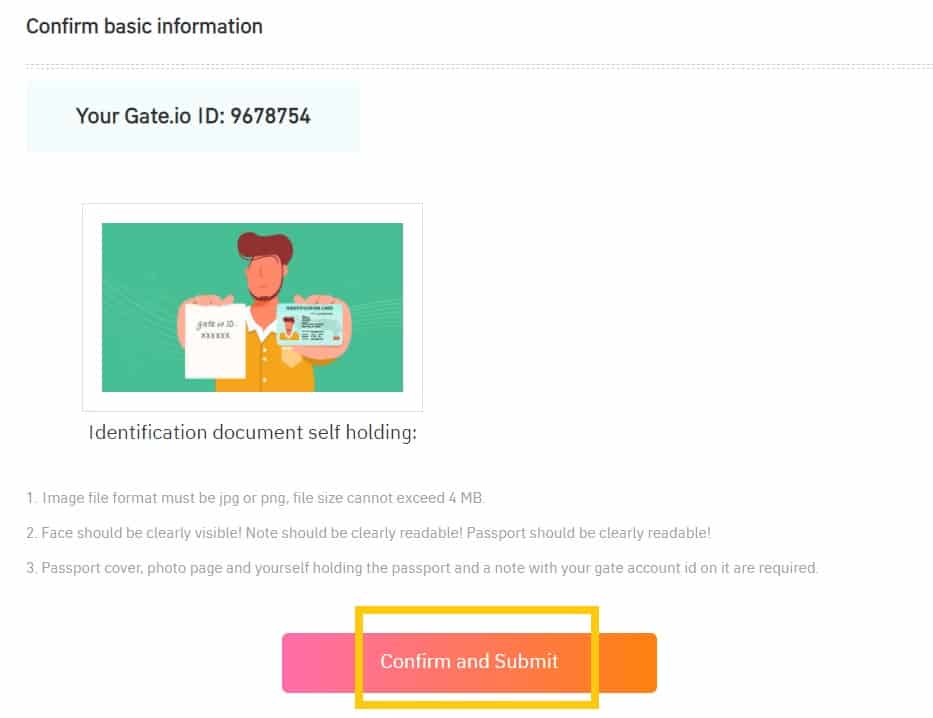 Cum să completați KYC (Verificarea ID-ului) pe Gate.io Pasul 4