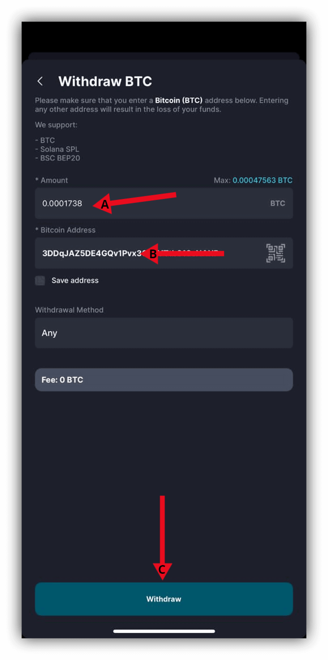 FTX US to BTCC 8 - How to transfer crypto from FTX US to BTCC